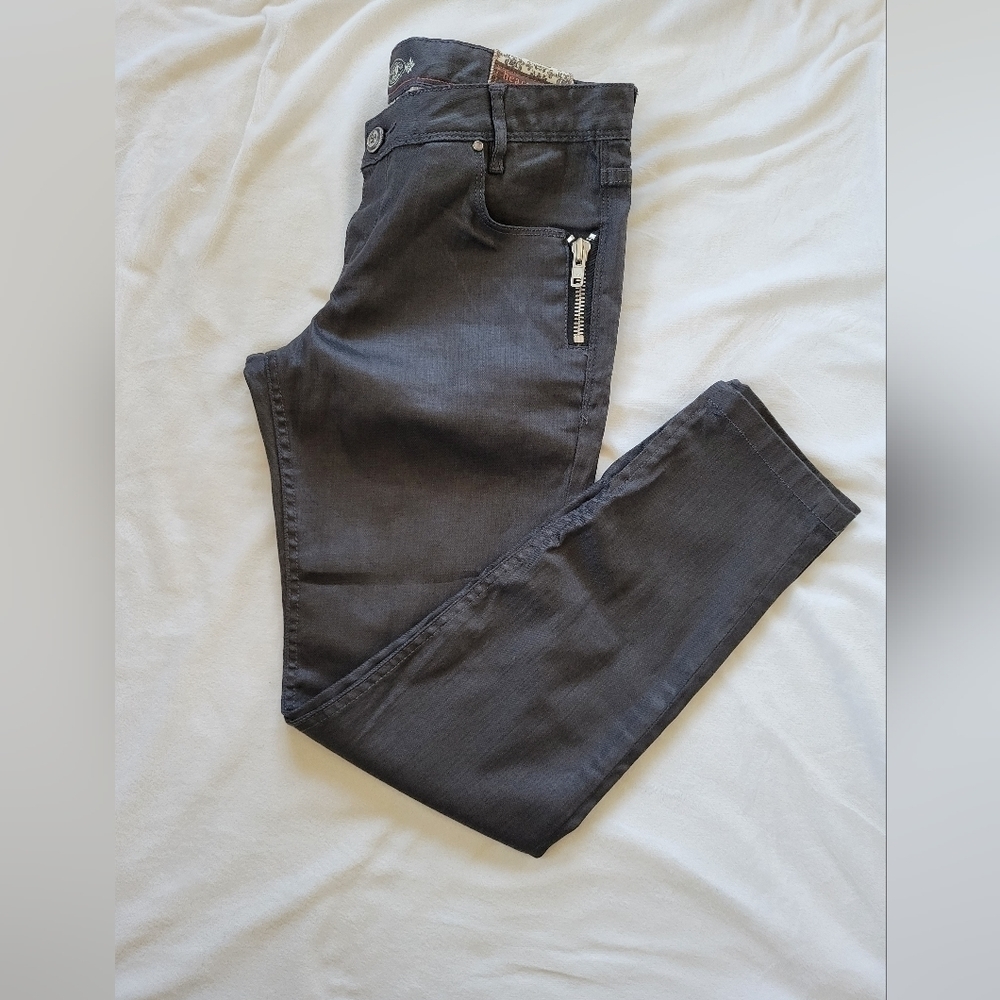 Heartloom black bedford legging jeans silver zip pockets copper zip ankles 29